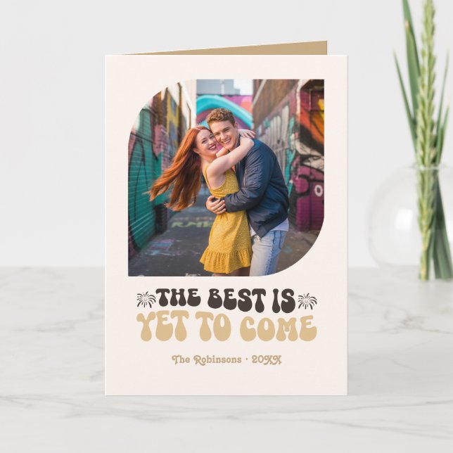 Cartão De Festividades Noites de Champanhe Champanhe Retrô Foto de Ano No (Frente)