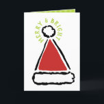 Cartão De Festividades Noivo de Feliz Red Hat do Pai Natal Moderno<br><div class="desc">Envie desejos calorosos neste feriado com um cartão de saudação personalizado. Este design bonito mostra uma ilustração de um chapéu vermelho de Papai Noel com as palavras "Feliz e Brilho" em verde limão curado ao redor do pom. A dentro do cartão é um padrão verde pontilhado verde com uma saudação...</div>