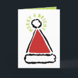 Cartão De Festividades Noivo de Feliz Red Hat do Pai Natal Moderno<br><div class="desc">Envie desejos calorosos neste feriado com um cartão de saudação personalizado. Este design bonito mostra uma ilustração de um chapéu vermelho de Papai Noel com as palavras "Feliz e Brilho" em verde limão curado ao redor do pom. A dentro do cartão é um padrão verde pontilhado verde com uma saudação...</div>