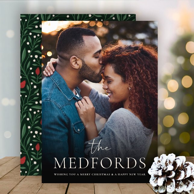 Cartão De Festividades Nome Clássico da Família Floral Back | Foto (Criador carregado)