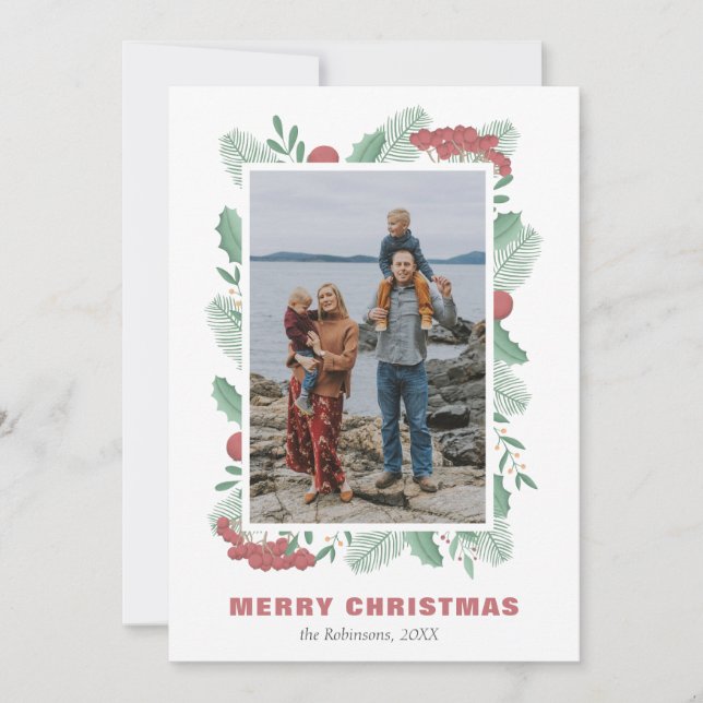 Cartão De Festividades Nome da família de fotos personalizadas da Greener (Frente)