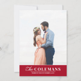 Cartão De Festividades Nome da família Elegante Red | Foto vertical sobre