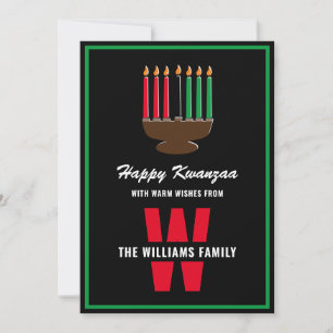 Cartão De Festividades Nome da família Monograma Kinara Candles Happy Kwa