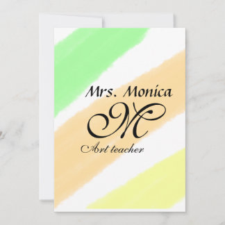 Cartão De Festividades Nome das faixas de cor verde amarela do professor 