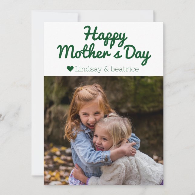 Cartão De Festividades Nome de Foto do Dia das Mães Moderno Simples e Ele (Frente)