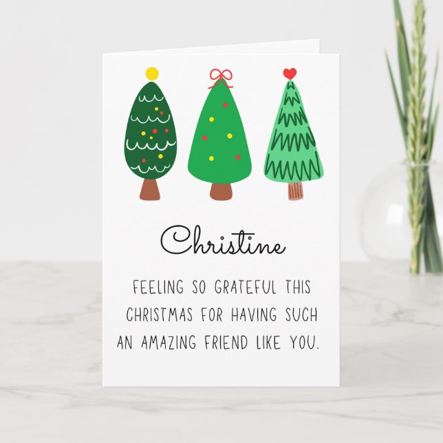 Cartão De Festividades Nome do Amigo Feliz Natal Moderno Dobrado (Frente)