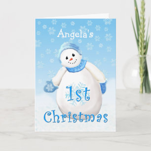 Cartão De Festividades Nome Personalizado 1rua Saudação de Snowman