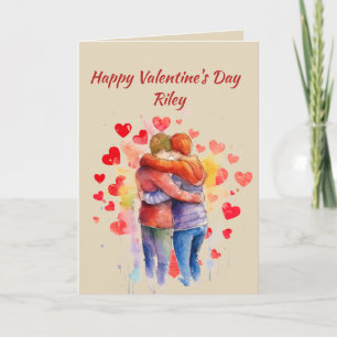 Cartão De Festividades Nome Personalizado Ame Corações Não-Gênero Bonitos