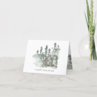 Nome Personalizado Cabana Rústica Aquarela Florest