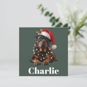 Cartão De Festividades Nome Personalizado Cachorro Rottweiler Natal 
