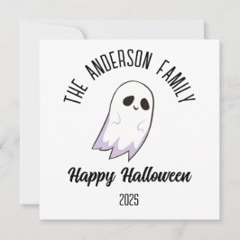 Cartão De Festividades Nome Personalizado de Fantasma Bonito de Halloween
