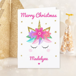 Cartão De Festividades Nome Personalizado de Natal das Flores Rosa Unicor