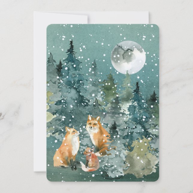 Cartão De Festividades Nomes de Pet da Família Woodland Fox Personalizado (Frente)