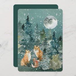 Cartão De Festividades Nomes de Pet da Família Woodland Foxes Personaliza
