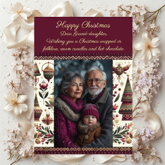 Cartão De Festividades Nordic Christmas Village Cute Grand-Daughter Photo