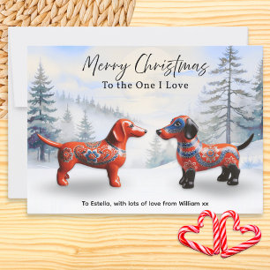 Cartão De Festividades Nordic Dachshunds Neve Personalizado Natal