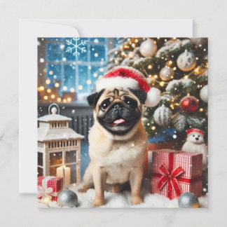 Cartão De Festividades Norman T Pug Snowy
