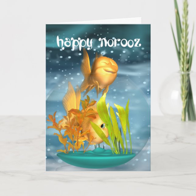 Cartão De Festividades Norooz Greeting Card With Goldfish (Frente)