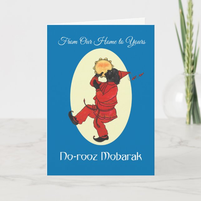 Cartão De Festividades Norooz Haji Firuz Persa 'De Nossa Casa para a Sua' (Frente)