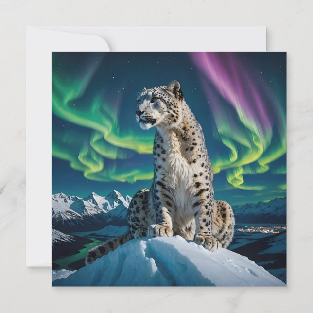 Cartão De Festividades “Northern Sky Wanderer” – Snow Leopard Portrait (Frente)