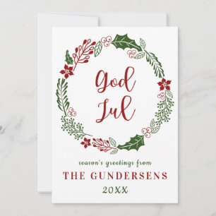 Cartão De Festividades Norueguês e Sueco Feliz Natal, Personalizado