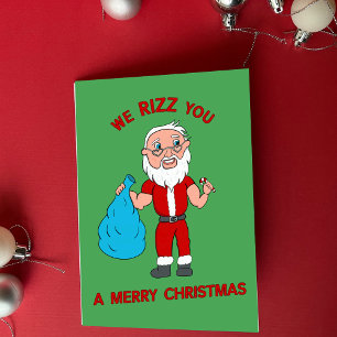 Cartão De Festividades Nós Damos a Você um Feliz Natal Papai Noel Engraça