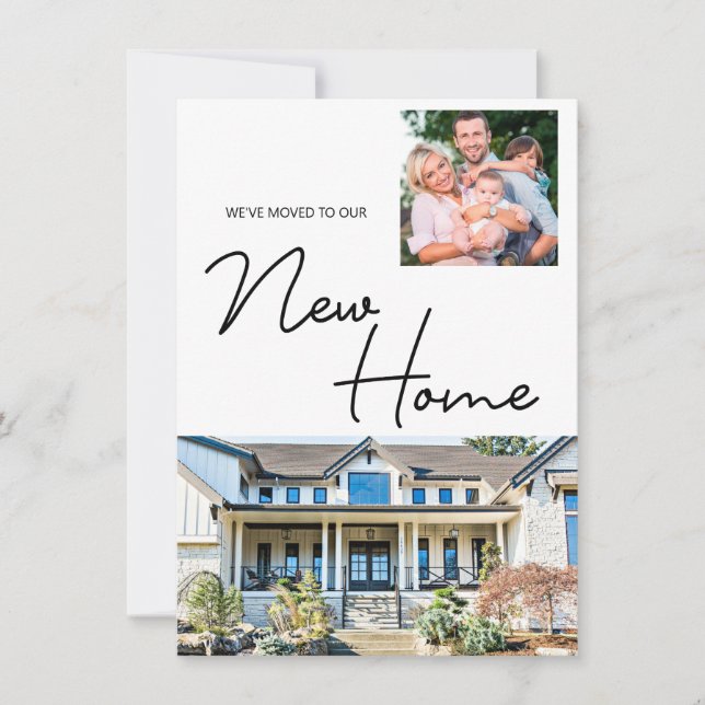 Cartão De Festividades Nos mudamos para nossa nova família, foto e casa (Frente)