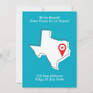 Cartão De Festividades Nós nos mudamos! Venha nos visitar no Texas! Anúnc