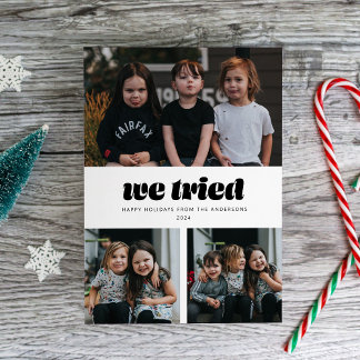Cartão De Festividades Nós Tentamos Engraçado Múltipla Foto Natal