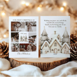 Cartão De Festividades Nossa Primeira Colagem de Fotos Juntas de Natal