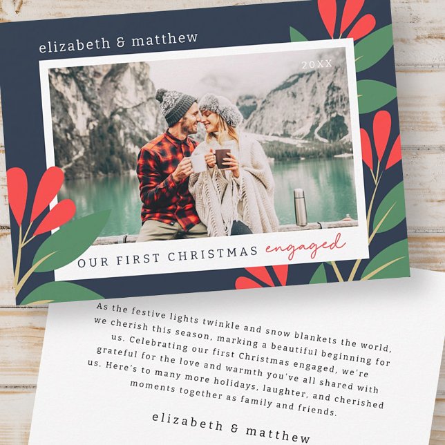 Cartão De Festividades Nossa Primeira Foto de Folhagem Moderna Envolvida  (Criador carregado)