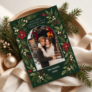 Cartão De Festividades Nossa Primeira Natal como uma Família de Dois Foto