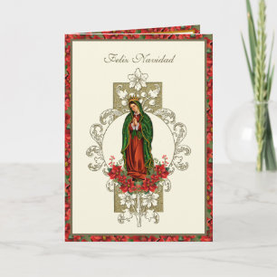 Cartão De Festividades Nossa Senhora de Guadalupe no Natal Pointsettia