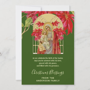Cartão De Festividades Nossa Senhora do Natal Religioso Jesus Poinsettia