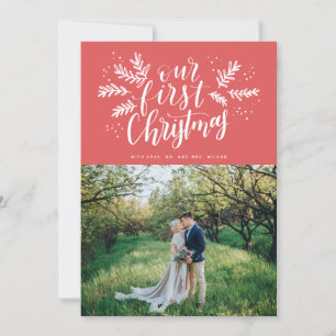 Cartão De Festividades Nosso Primeiro Natal Carta à Mão Foto de Recém-Cas