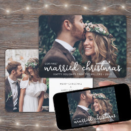 Cartão De Festividades Nosso Primeiro Natal Casado Newlyweds 2 Foto