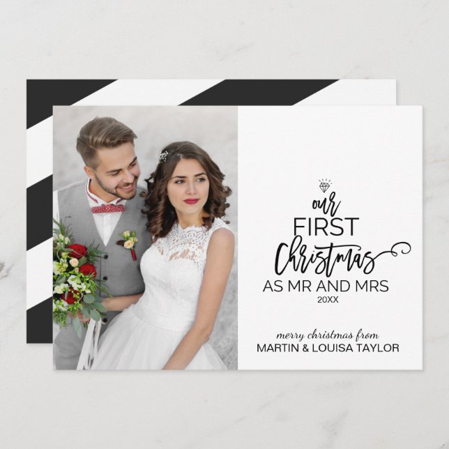 Cartão De Festividades Nosso Primeiro Natal como Senhor e Senhora Foto (Frente/Verso)