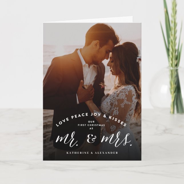 Cartão De Festividades Nosso Primeiro Natal Como Sr. E Sra. Foto Casada (Frente)