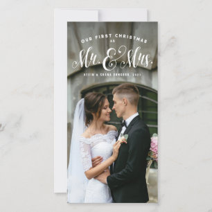 Cartão De Festividades Nosso primeiro Natal como Sr. e Sra. Foto recém-c