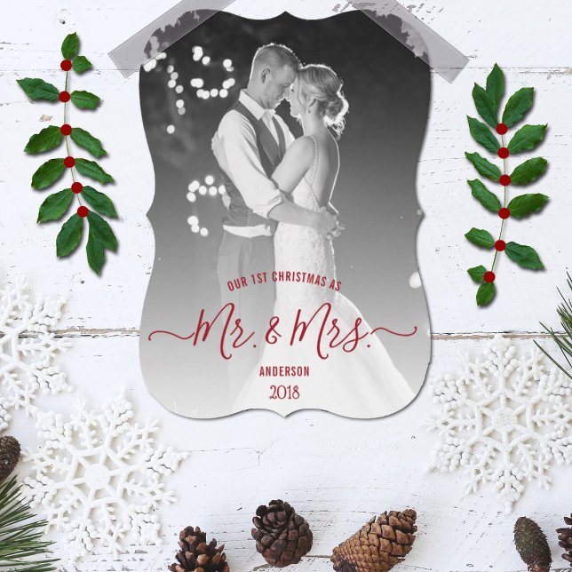 Cartão De Festividades Nosso Primeiro Natal Como Sr. & Sra. Feriado de Fo (Criador carregado)
