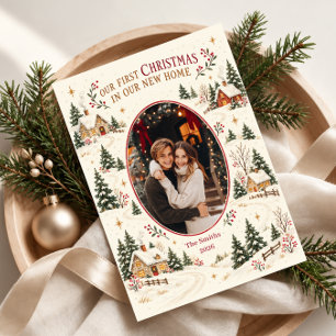 Cartão De Festividades Nosso Primeiro Natal em Nossa Nova Casa Foto