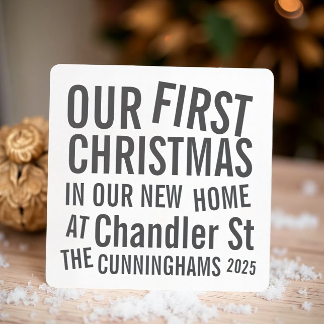 Cartão De Festividades Nosso Primeiro Natal em nossa Nova Casa Moderna Ne (Criador carregado)