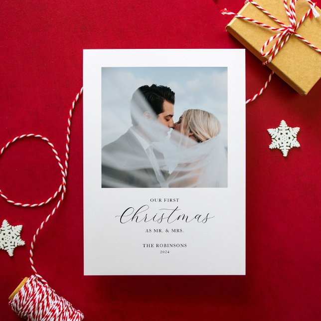 Cartão De Festividades Nosso Primeiro Natal, Sr. e Sra. Duas Foto (Criador carregado)