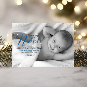 Cartão De Festividades Nosso Primeiro Noel Foto Sobreposição Bebê do Prim