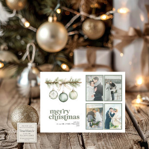Cartão De Festividades Nosso Primeiro Ornamento de Pinho de Natal Casado