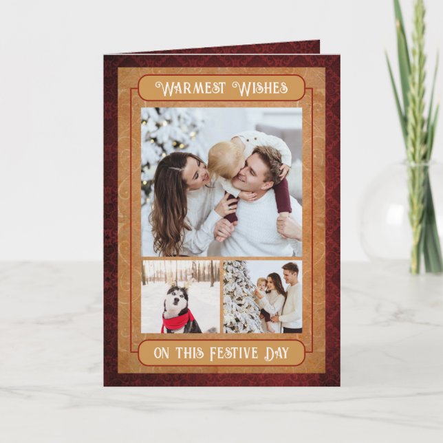 Cartão De Festividades Nostalgic Family Christmas Card (Frente)