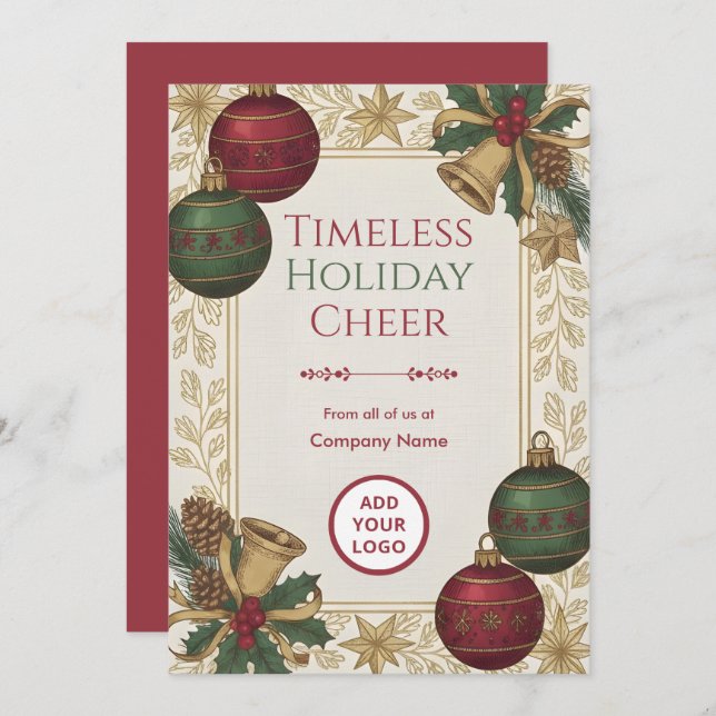 Cartão De Festividades Nostalgic Heirloom Holiday Client Logo Ready Pack (Frente/Verso)