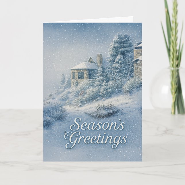 Cartão De Festividades Nostalgic North Rim Lodge Winter Scenery (Frente)