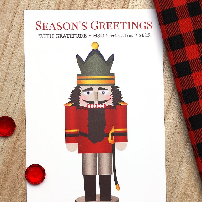 Cartão De Festividades Nostalgic Red Nutcracker Company Natal (Red Green Nutcracker, Red Business Logo Company Holiday Christmas Card)