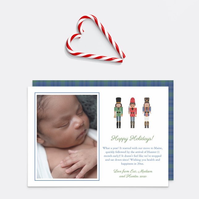 Cartão De Festividades Nostálgicos Nostálgicos de Nozes Americanas de Aqu (Holiday card design with African American nutcracker soldiers hand painted in watercolor)